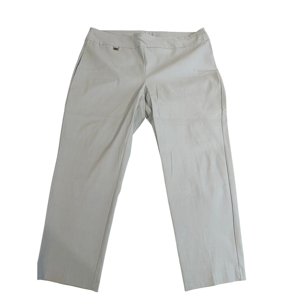 Premise Woman Light Gray Stretch Pull On Straight Leg Dress Pants Plus Size 3X